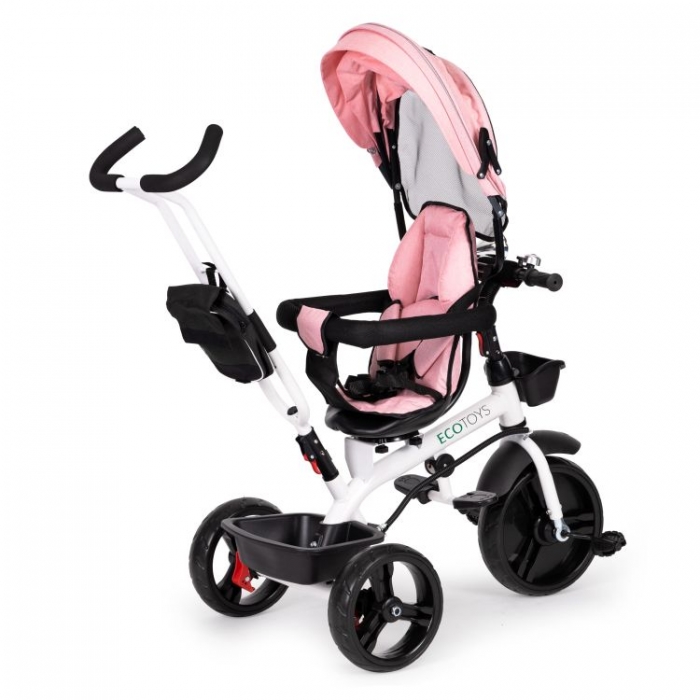 Tricicleta Ecotoys Jm-322 Roz, Scaun Reversibil, Eva