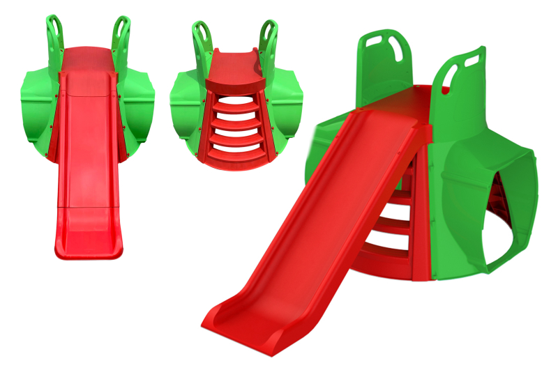 Tobogan cu tunel MyKids, verde-rosu