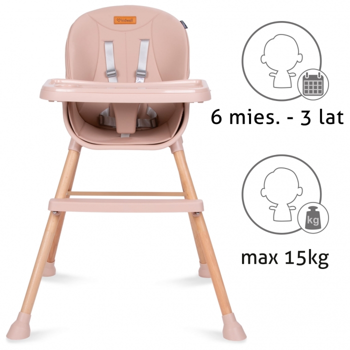 Scaun de masă 4in1 Kidwell Eatan Wood Pink - imagine 3