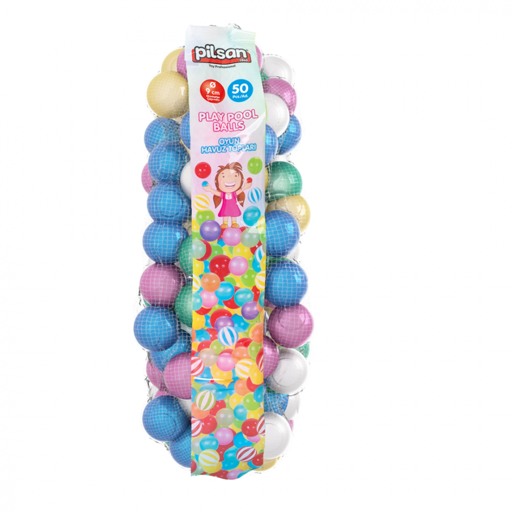 Set 50 Bile Mari 9 cm Pilsan Play Pastel