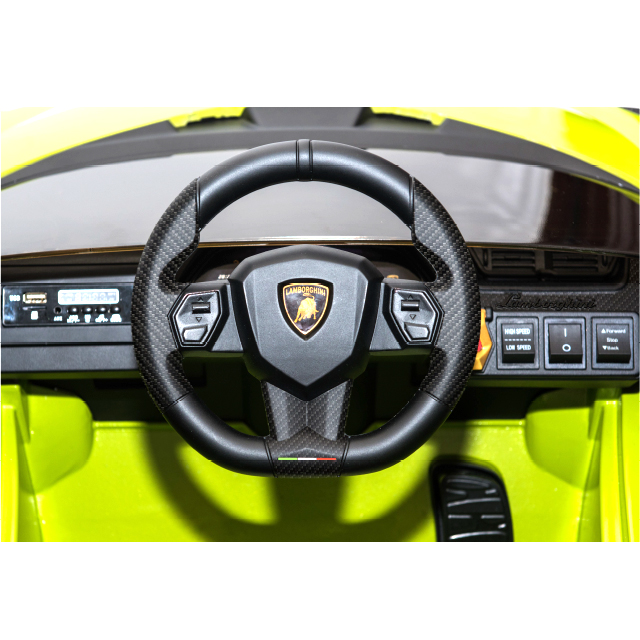Masinuta Electrica Lamborghini Sian Verde, 70W, Scaun Piele - imagine 8