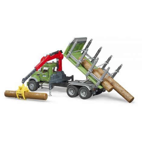 Camion Lemne Bruder Mack cu Macara și Graifer - imagine 4
