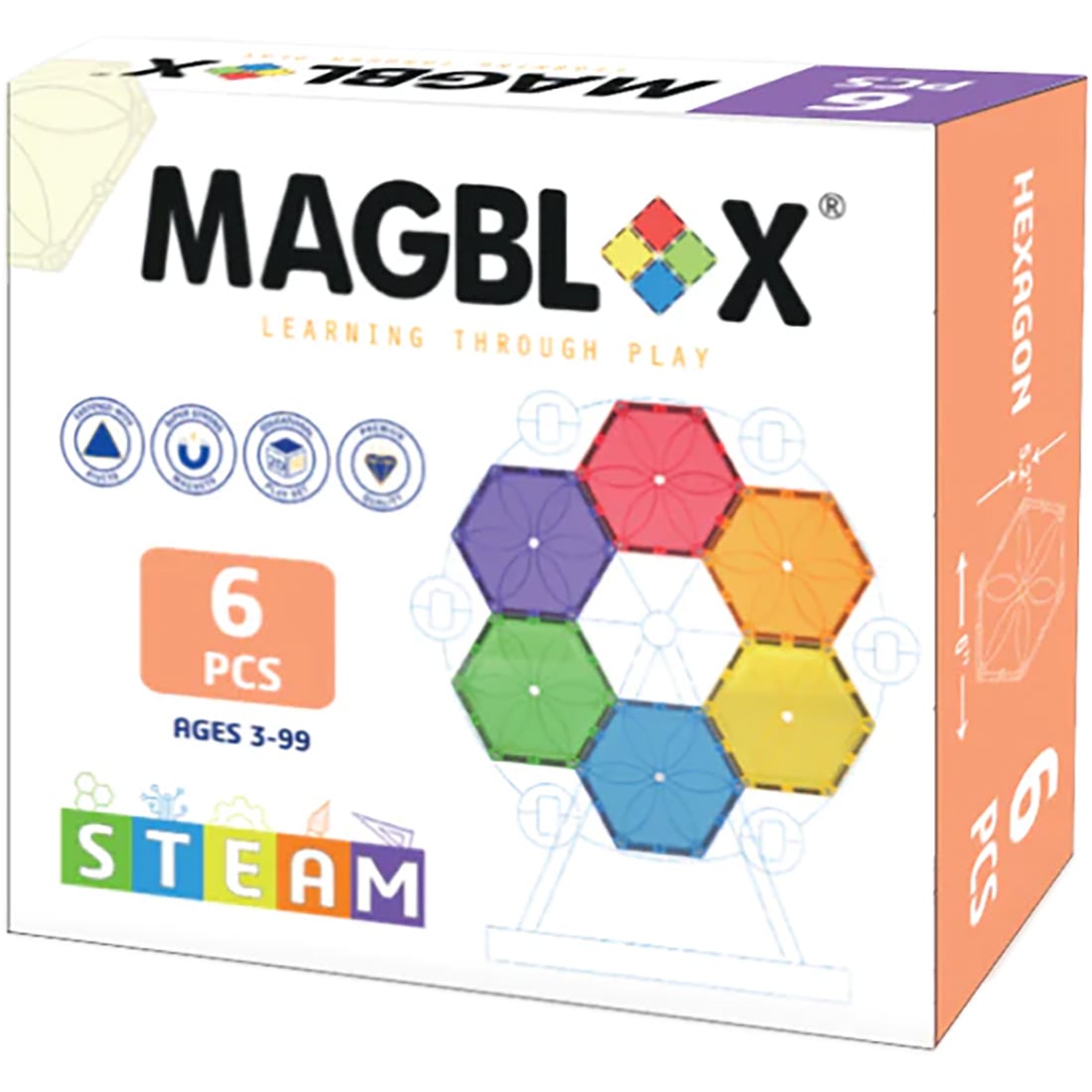 Set Magnetic Magblox Hexagon 6 Piese | Jucării STEM