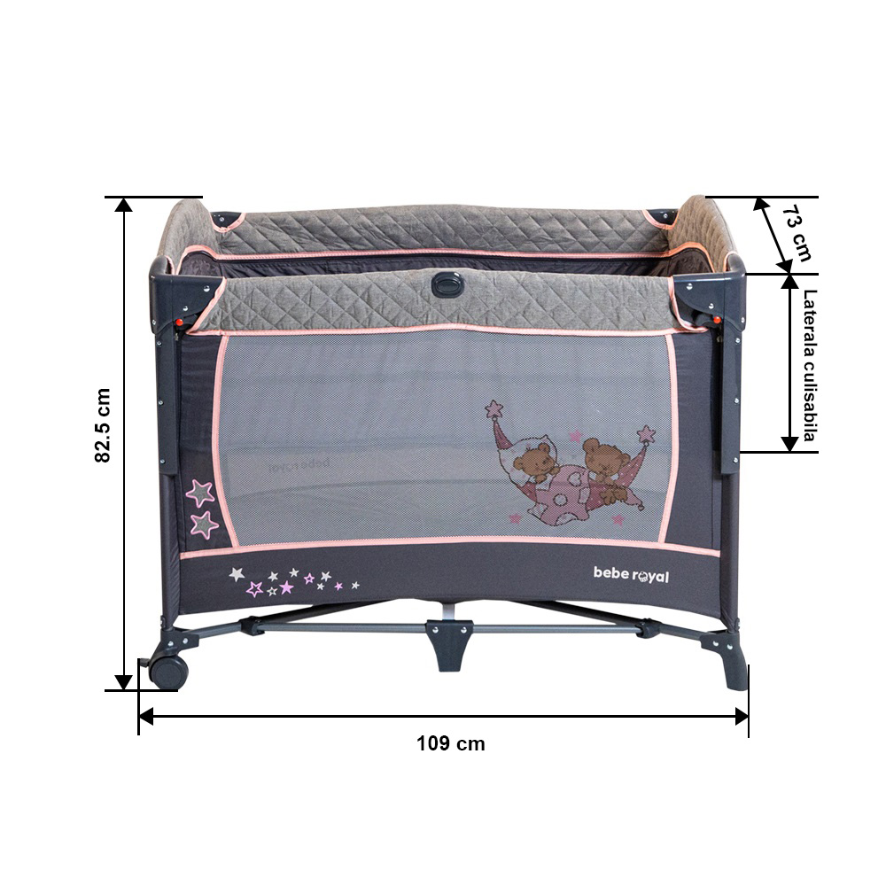 Patut pliabil Dreaming Bear Bebe Royal roz - imagine 2