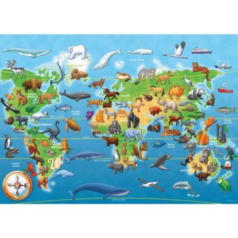 Puzzle Ravensburger Harta Animale 60 Piese - Educațional