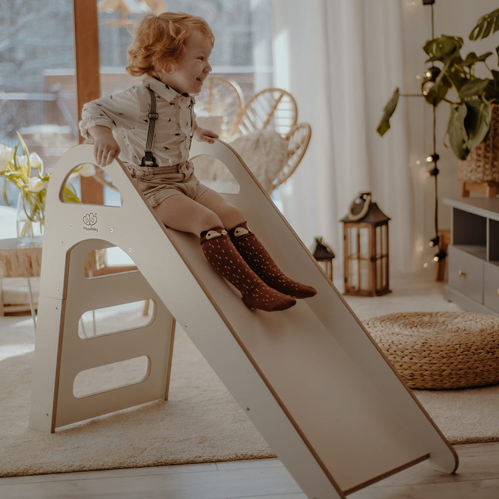 Tobogan MeowBaby Scandi Slider, Alb, Montessori - imagine 6