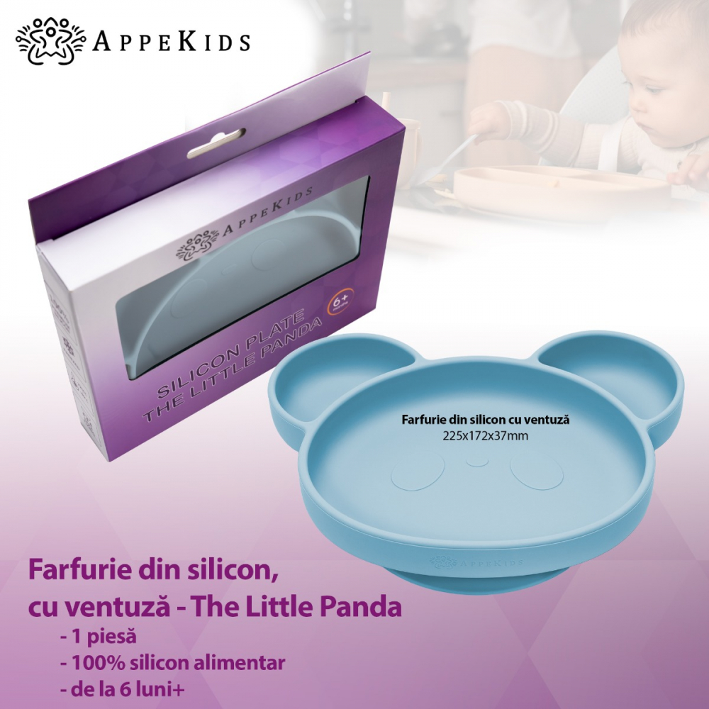 Farfurie Silicon Panda AppeKids Aqua - imagine 4
