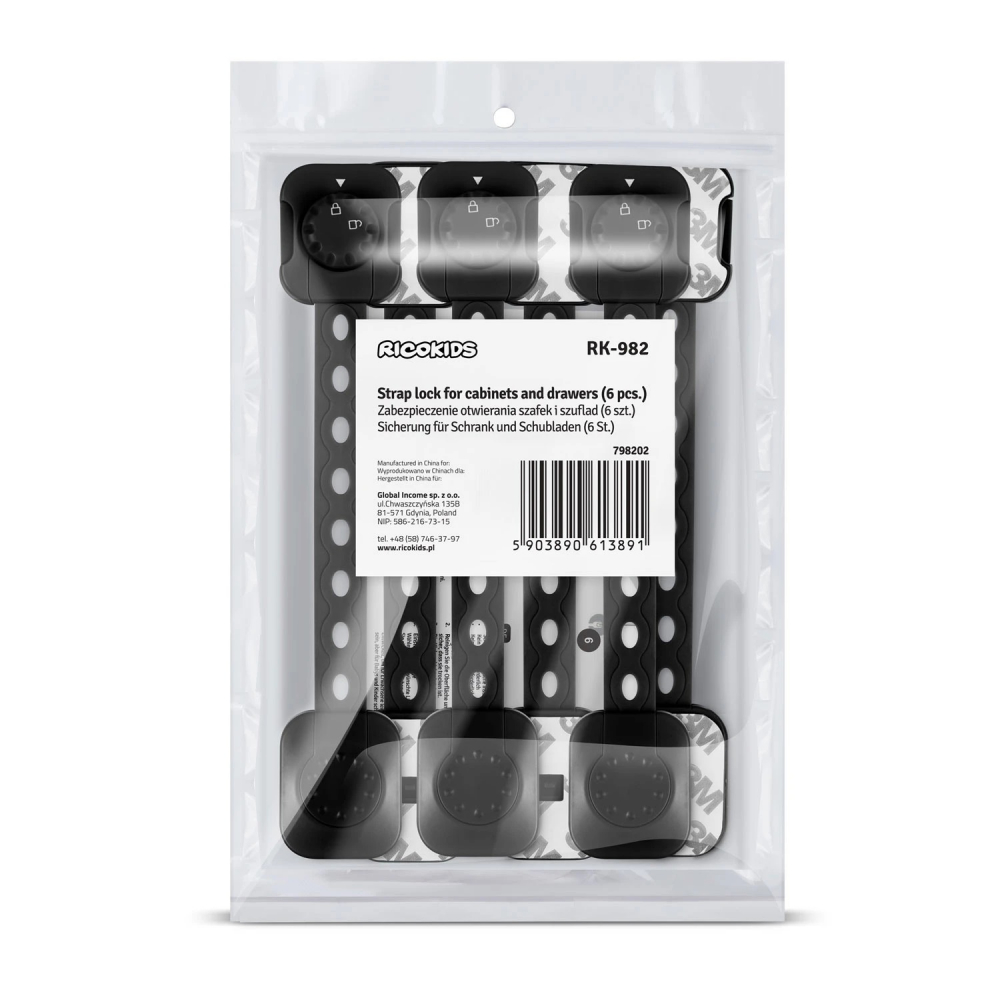 Set 6 Siguranțe Mobilier Ricokids Negru - imagine 9