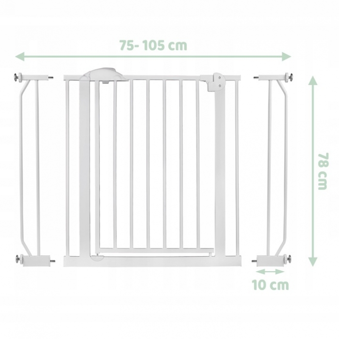 Poarta Siguranta Nukido Alb, Extensibila 75-105 cm - imagine 4