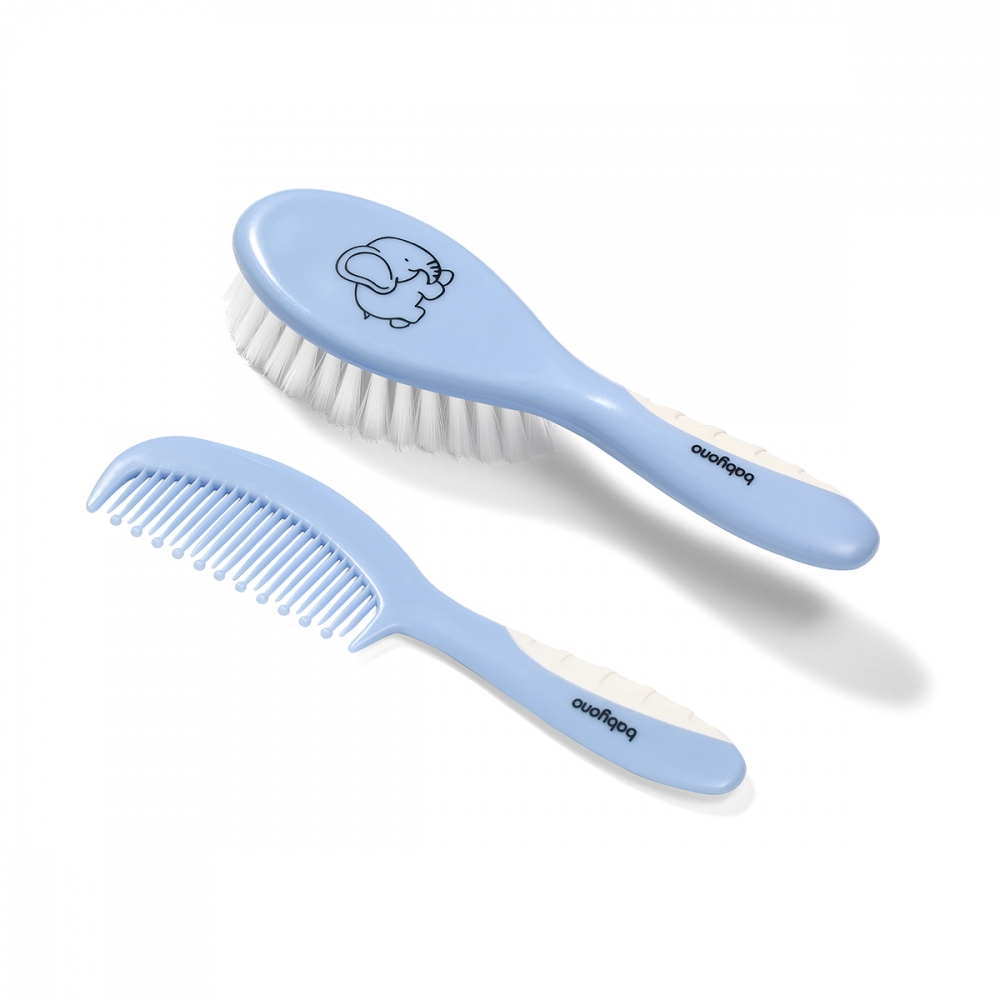 Set perie și pieptene BabyOno, păr moale, bleu - imagine 5