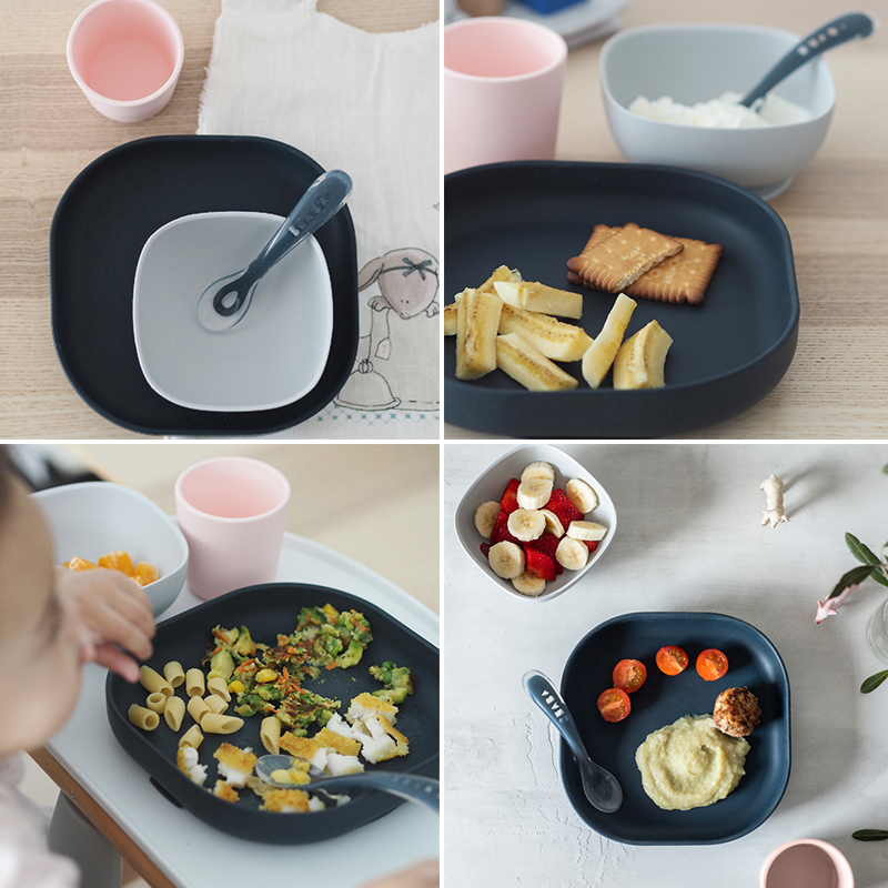 Set Masa Silicon Beaba 4 Piese Night Blue - imagine 2