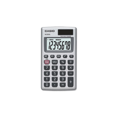 Calculator Buzunar Casio HS-8VA, 8 Digits, Argintiu
