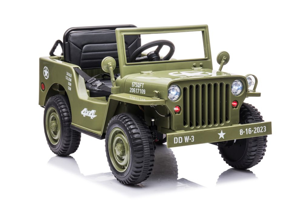 Masinuta Electrica 4x4 Leantoys Olive Green - imagine 7