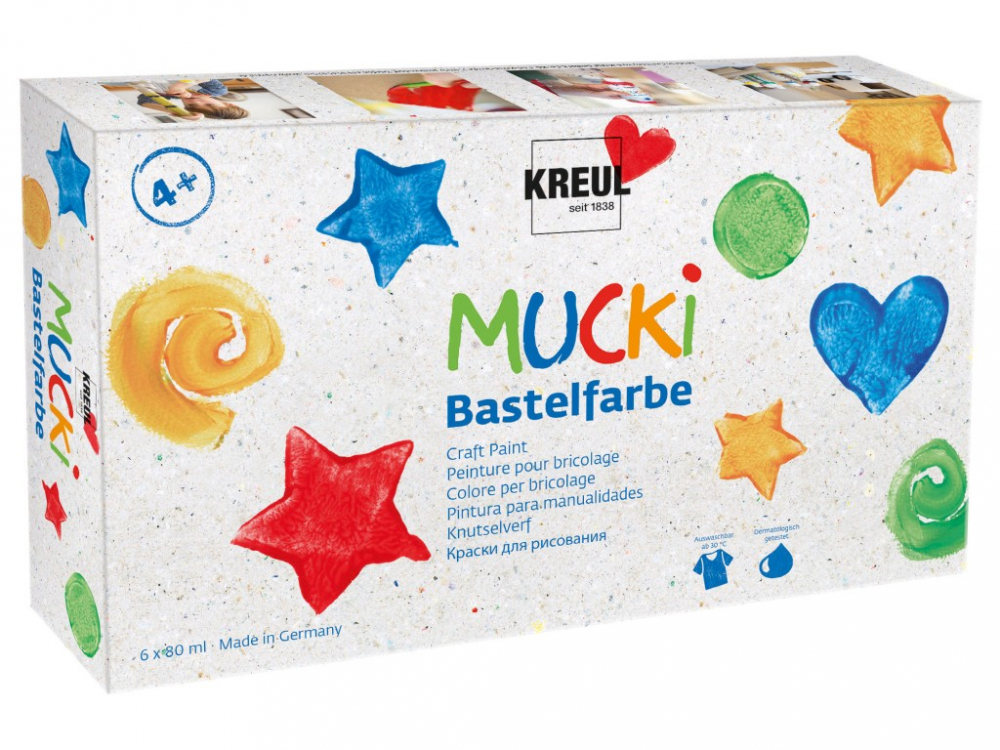 Set Vopsea Lavabilă Mucki Craft Paint, 6 Culori, Kreul