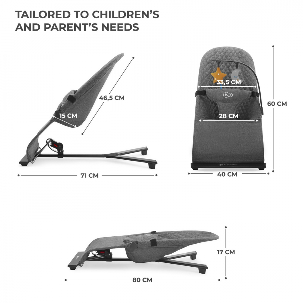 Balansoar Kinderkraft Mimi Grey - Confort Premium