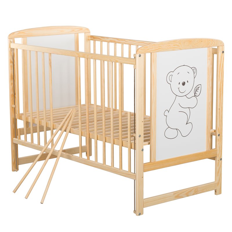 Patut lemn Babyneeds 120x60 cm, laterala culisanta - imagine 6