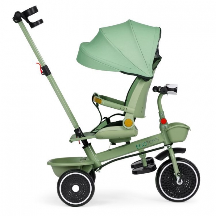 Tricicleta Ecotoys 2-in-1 Verde | Scaun 360° - imagine 5