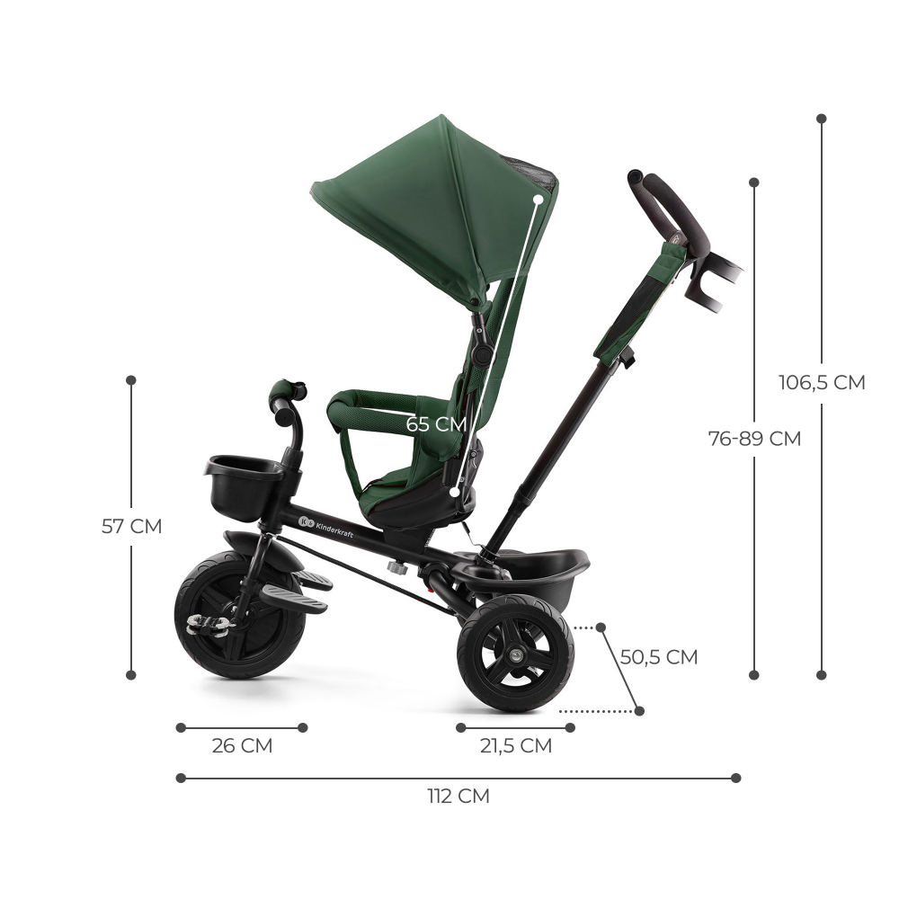 Tricicleta Kinderkraft Aveo Mystic Green 9luni-5ani - imagine 4