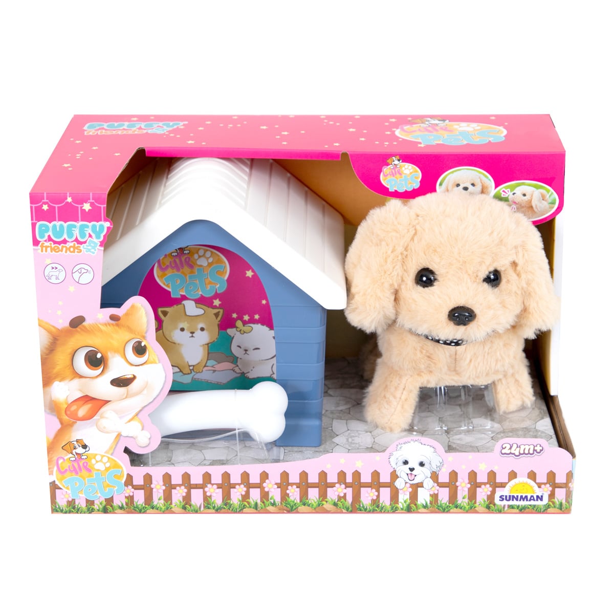 Jucarie Interactiva Puffy Friends Catelus cu Casuta