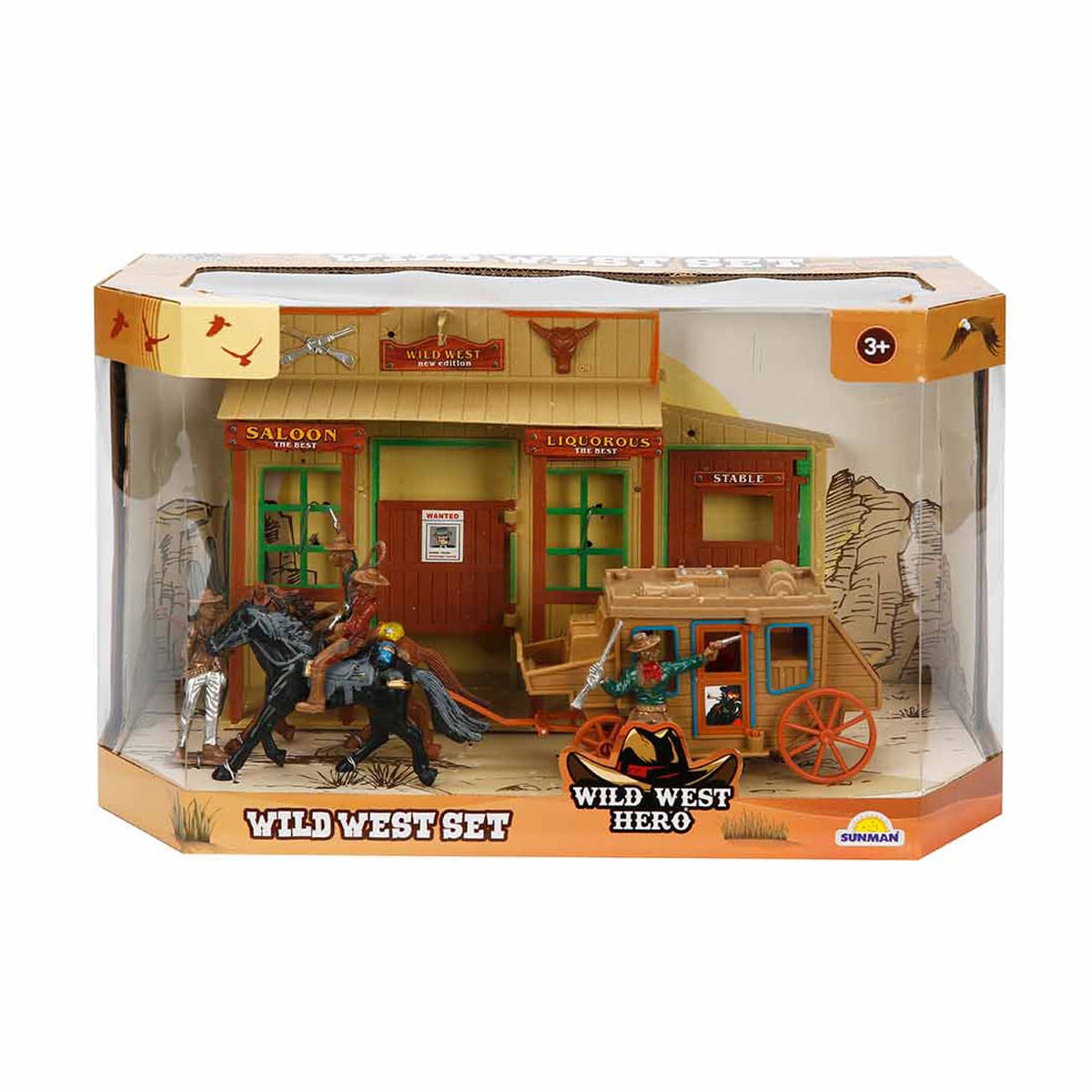 Set Cowboy Wild West Hero, Trasura si 4 Figurine