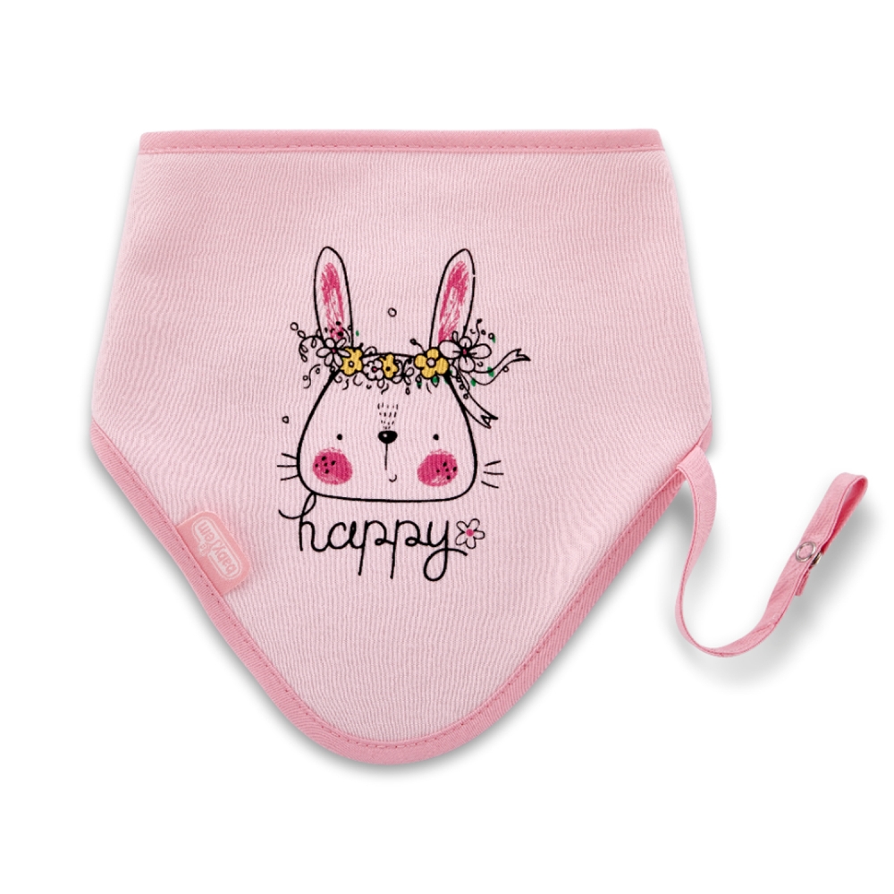 Baveta Triangle BabyJem Pink cu Suport Suzetă