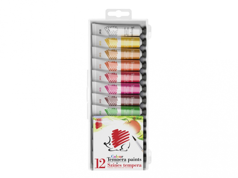 Set Acuarele Tempera Ico, 12 Culori, 12x12 ml