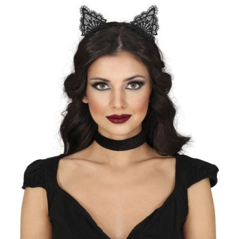 Bentiță Pisică Dantela Guirca | Halloween Chic - imagine 3