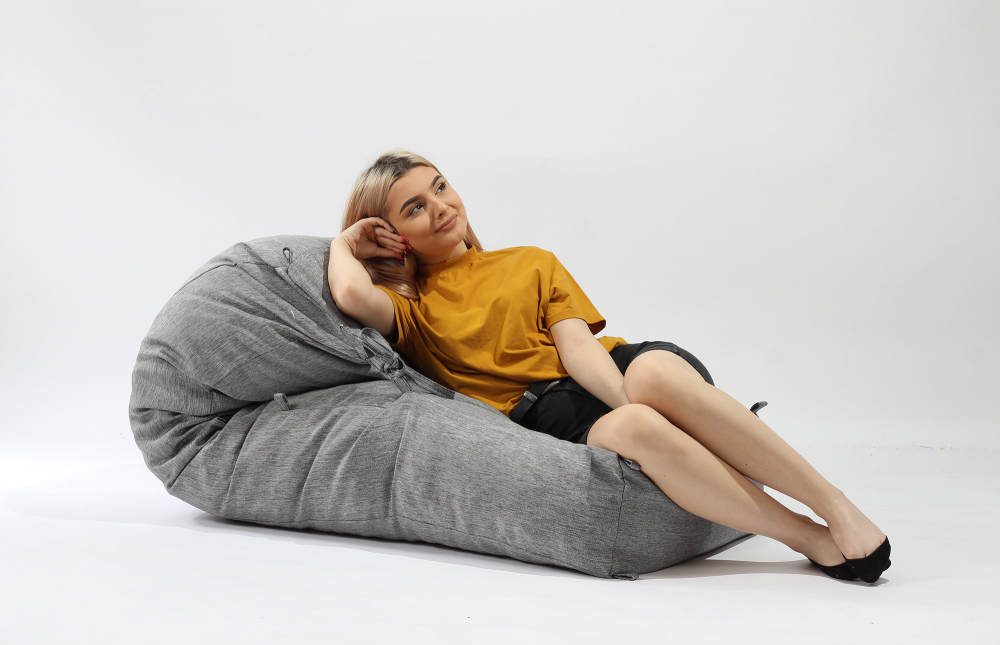 Fotoliu Pufrelax Yoga L Moon Grey, Memory Mix - imagine 3