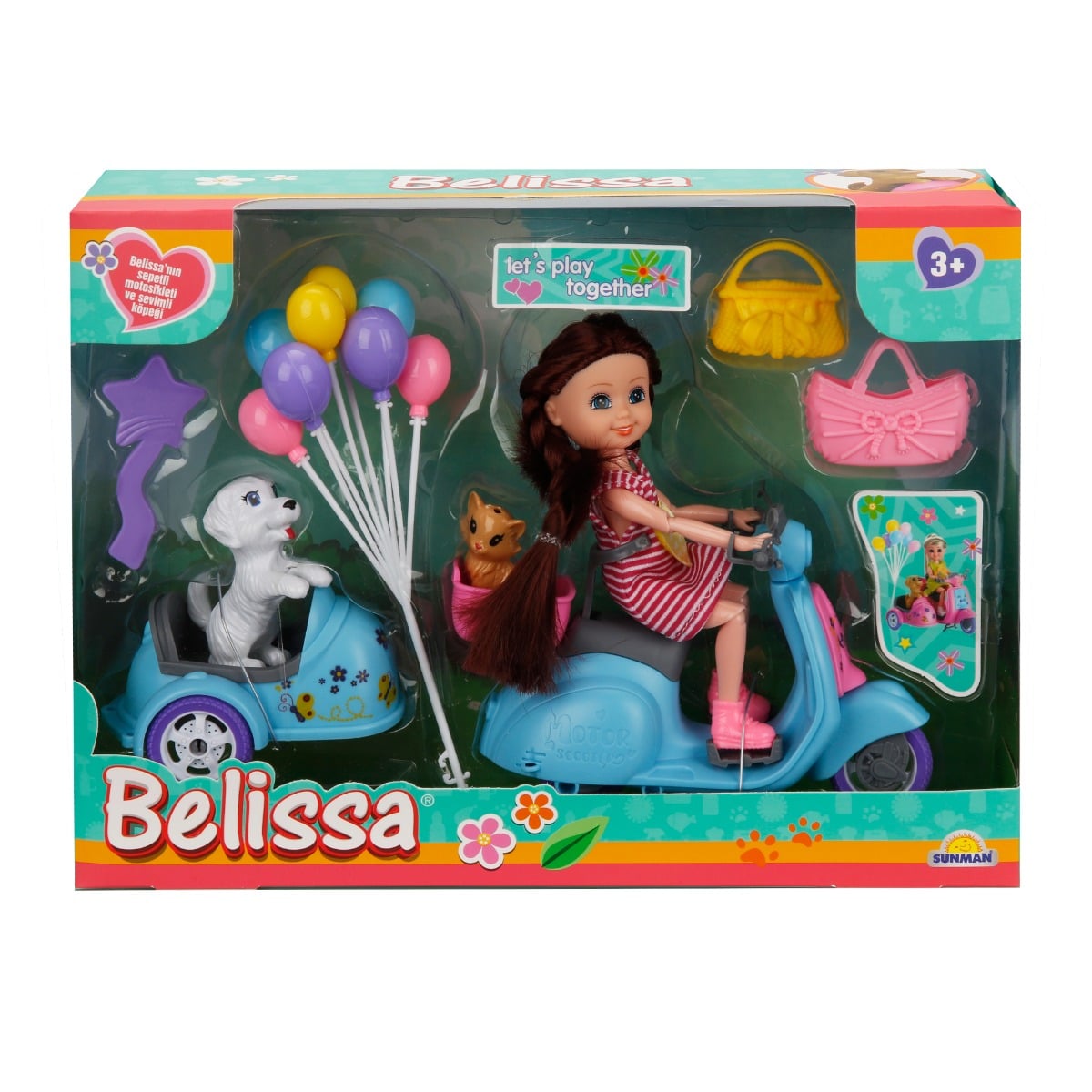 Set Papusa Belissa pe Scuter, Albastru