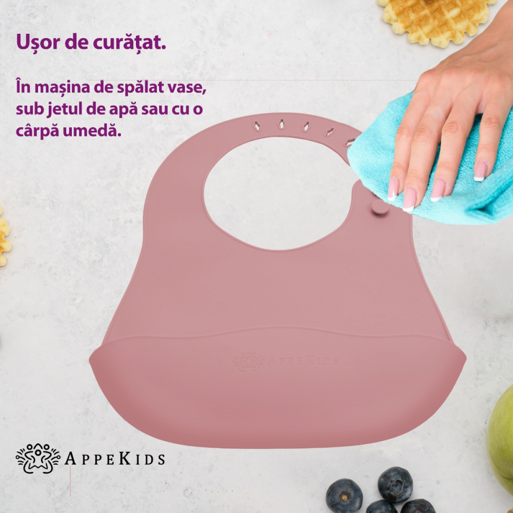 Baveta Silicon AppeKids Old Rose | Antialergica - imagine 3