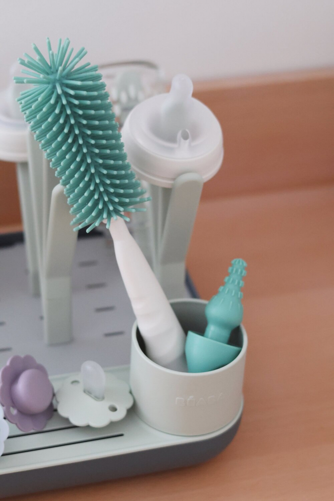 Perie Silicon Beaba 2in1 Sage Green - Curățare Eficientă - imagine 3