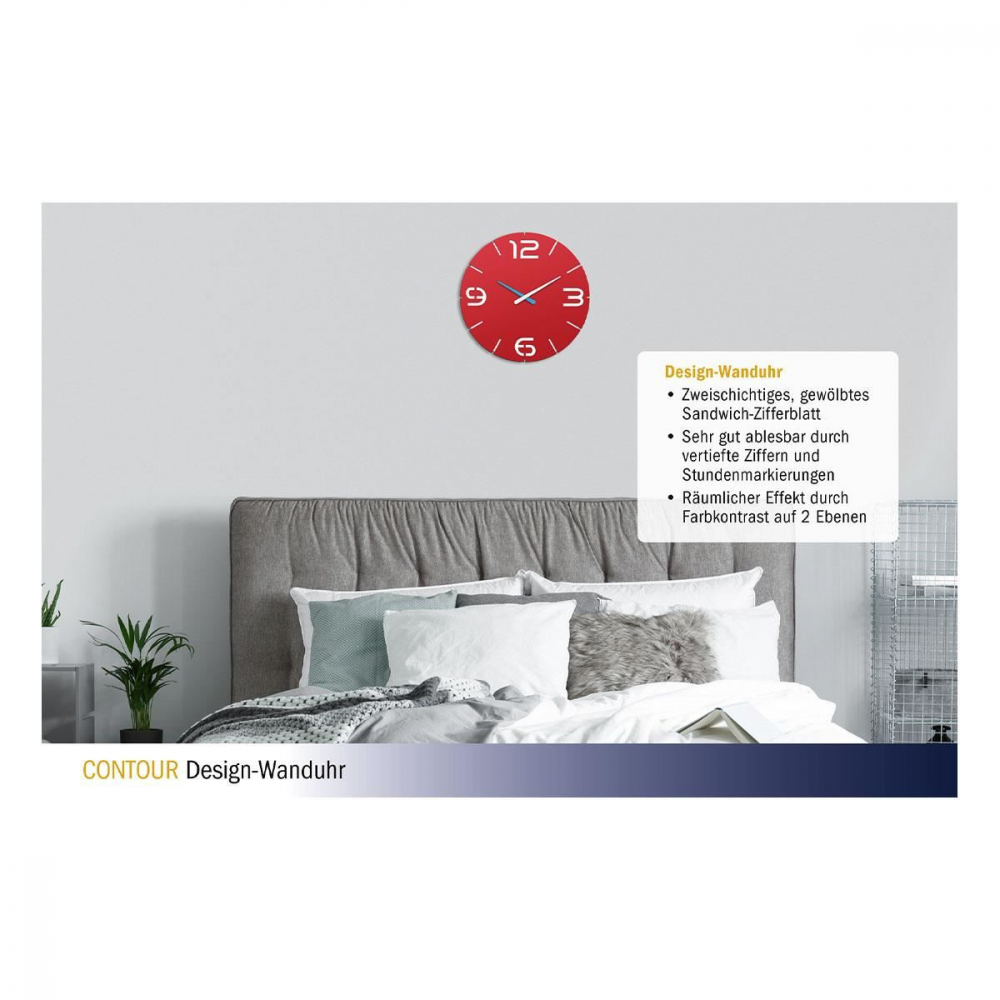 Ceas Designer Tfa Contour Rosu - Design Modern - imagine 2