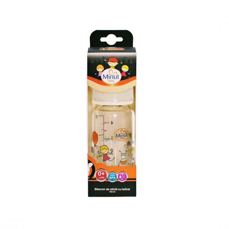 Biberon Sticlă Minut Baby 125 ml, Borosilicat