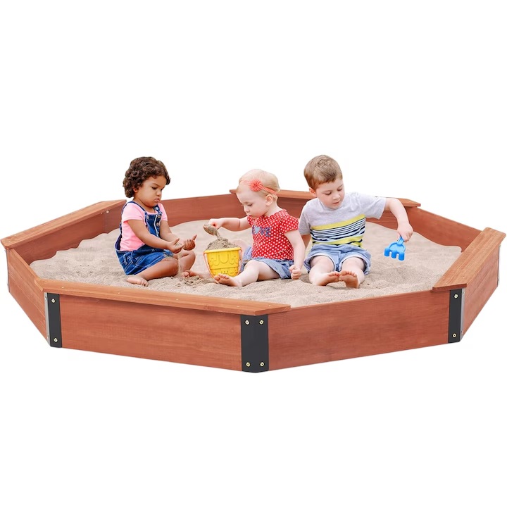 Cutie Nisip Ginger Home Octogon cu Husă, Lemn - imagine 3