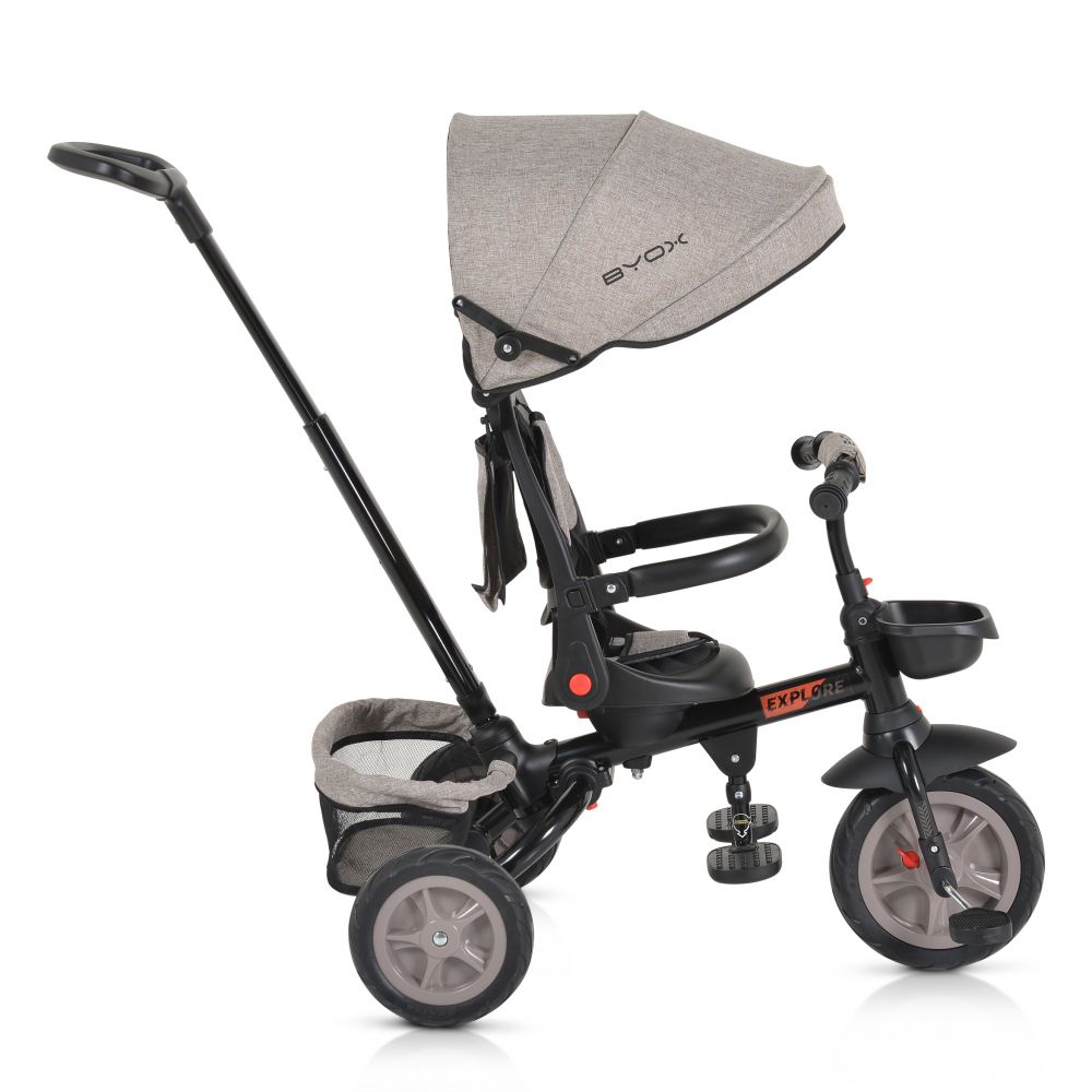 Tricicleta Byox Explore Beige, Pliabilă cu Scaun Rotativ - imagine 3