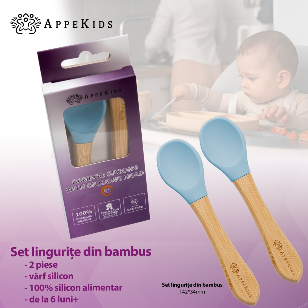Set lingurițe bambus AppeKids Aqua Blue - imagine 2