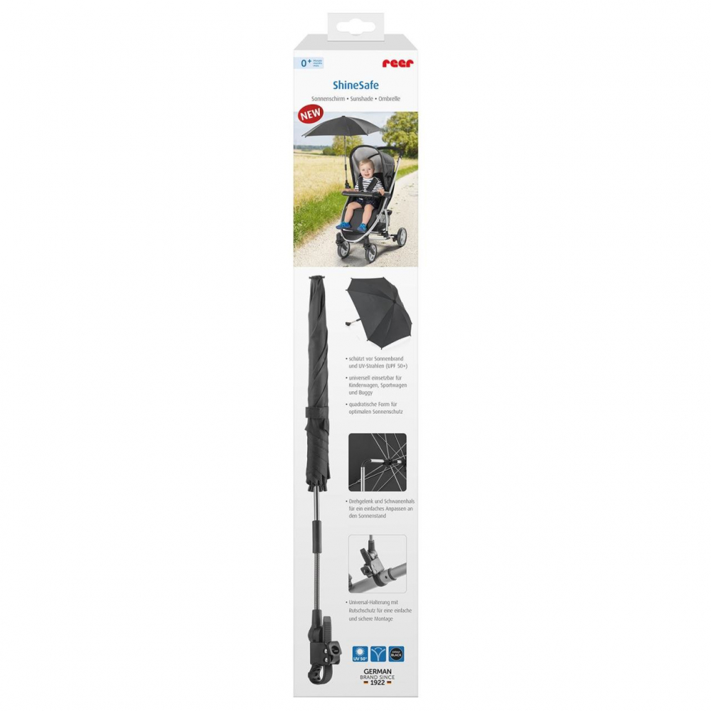 Umbrelă Soare Carucior Reer UV 50+ Negru