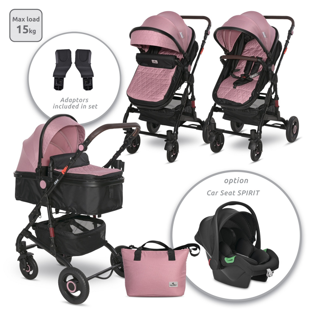 Lorelli Alba Premium Pink Carucior Transformabil 0-3 Ani - imagine 5