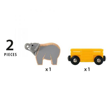 Vagon si Elefant Brio 33969 - Trenulet Lemn - imagine 2