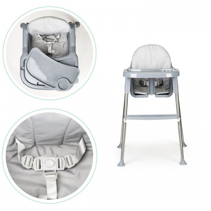 Scaun de masa 2 in 1 Ecotoys Gri, Reglabil - imagine 5