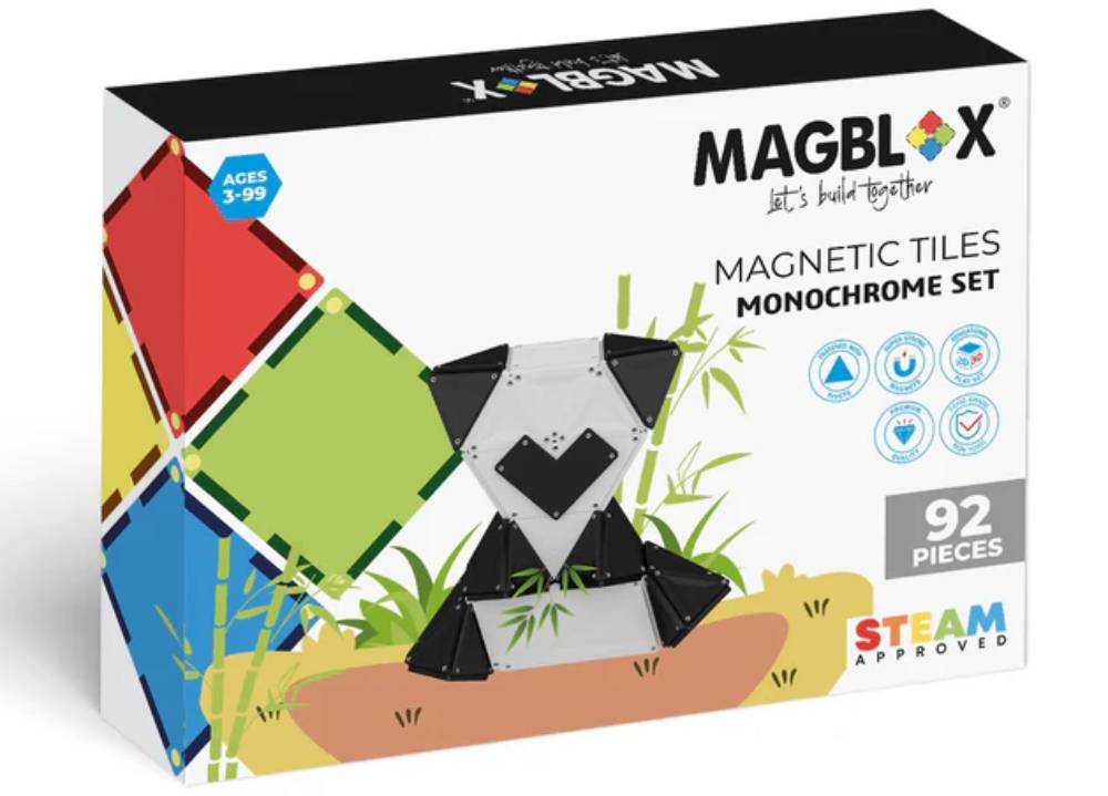 Set Magblox Monochrome 92 Piese Magnetic Constructie
