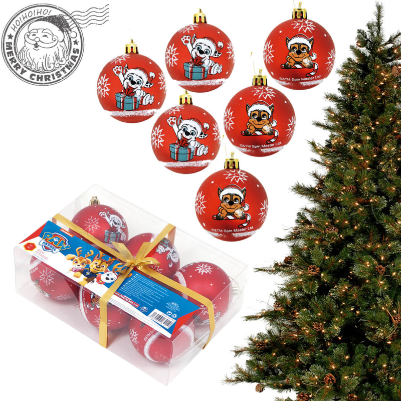 Set 6 Globuri Paw Patrol Crăciun 8cm - imagine 3