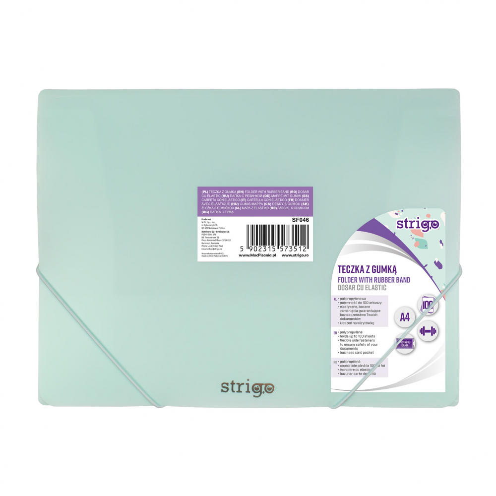 Mapa Strigo A4 Pastel Menta cu elastic - Organizare elegantă