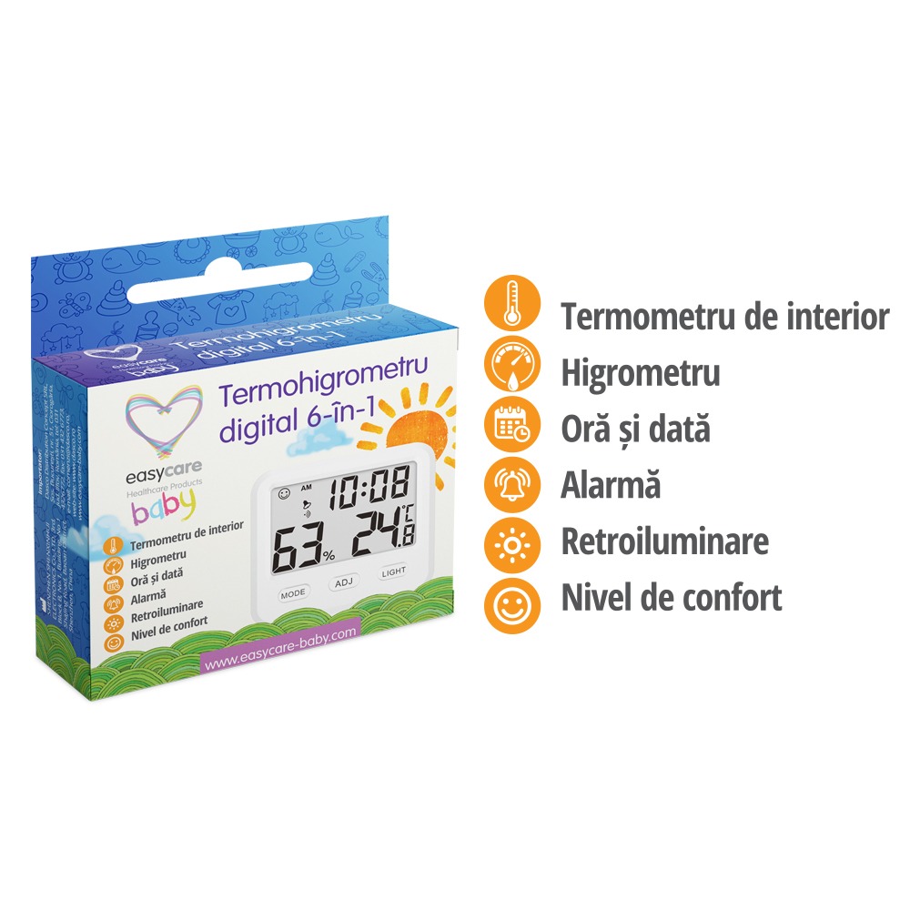 Termohigrometru Digital Easycare 6in1 pentru Camere - imagine 3