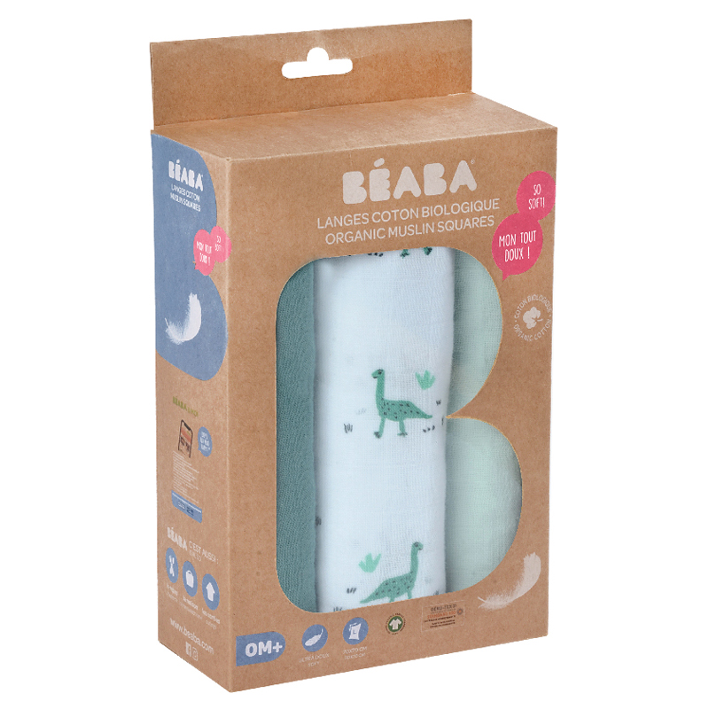Set 3 Museline Beaba Bumbac Organic 70x70 cm - imagine 6