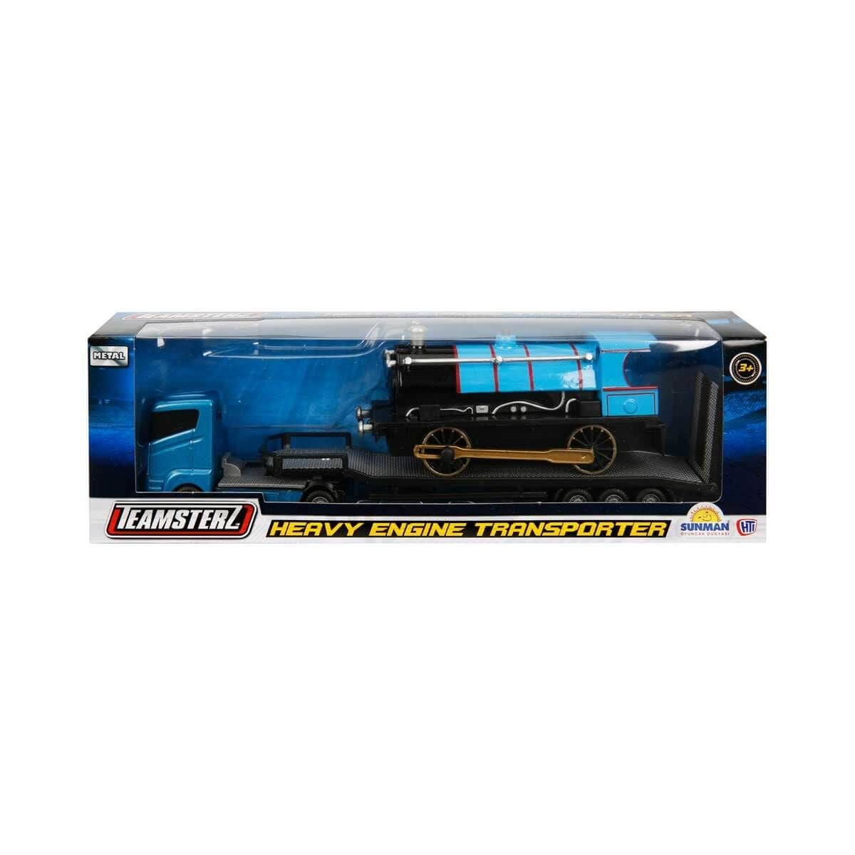 Transportor cu trenulet Teamsterz, Albastru, Metal
