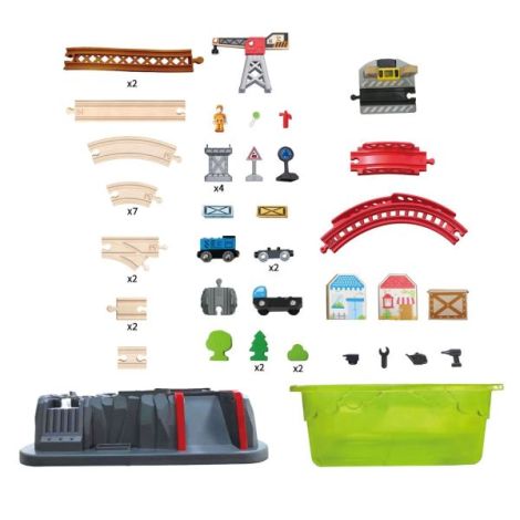 Set Tren Lemn Hape, 50 Piese, Depozitare Inclusă - imagine 5