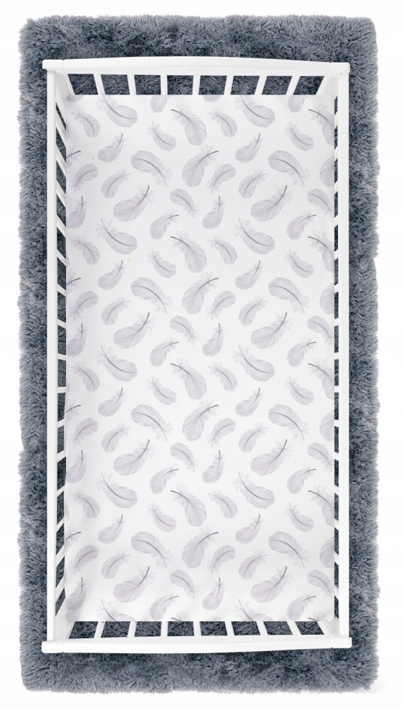 Cearceaf elastic Babymam Grey Fluff 160x80 cm - imagine 2