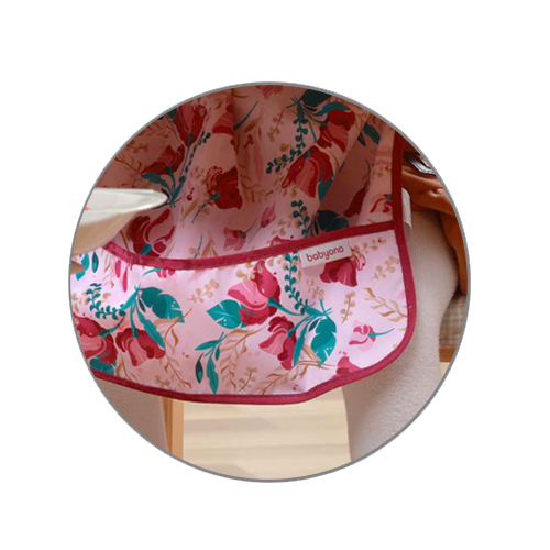 Baveta Babyono cu mânecă lungă, model floral - imagine 5