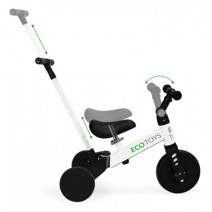 Tricicleta Ecotoys 2-in-1, Alb, Transformabilă - imagine 7